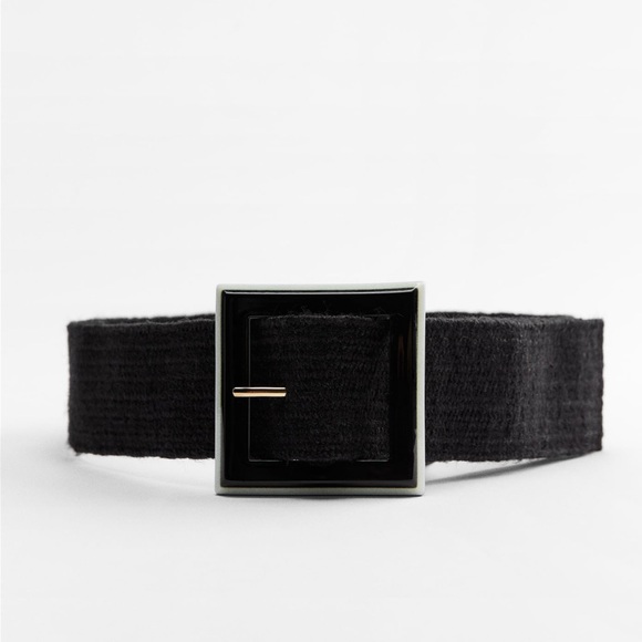 Zara black jute belt squared acetate buckle - Picture 3 of 5